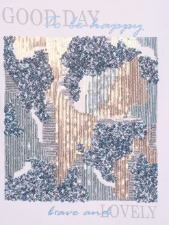 Rick Cardona T-Shirts<T-shirt à manches 3/4 orné de paillettes brillantes