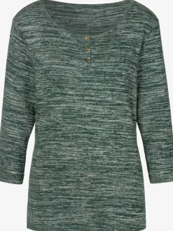 LASCANA T-Shirts<T-shirt à manches 3/4 patte de boutonnage courte avec boutons dorés