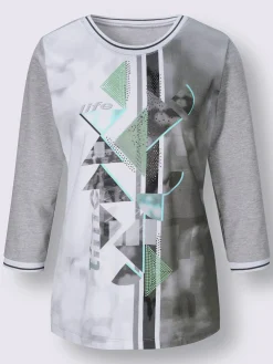 Creation L T-Shirts<T-shirt à manches 3/4 petites pierres fantaisie