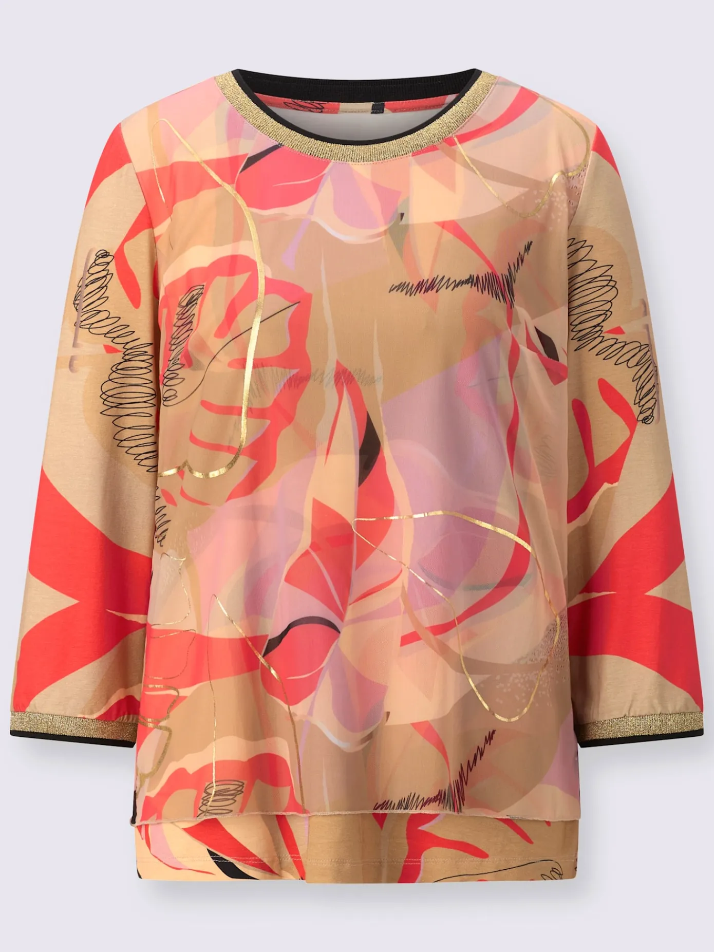 Creation L T-Shirts<T-shirt à manches 3/4 qualité maille imprimée