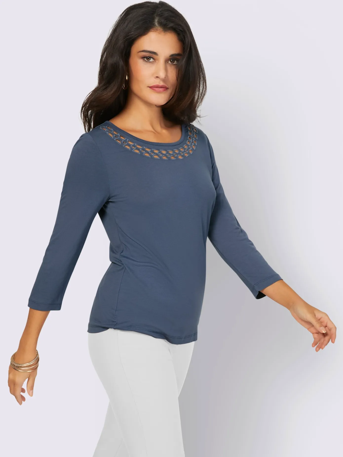 Creation L T-Shirts<T-shirt à manches 3/4 superbe encolure