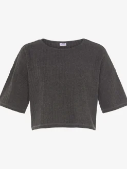 LASCANA T-Shirts<T-shirt à manches 3/4 t-shirt côtelé à encolure ronde