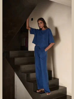 LASCANA T-Shirts<T-shirt à manches 3/4 t-shirt côtelé à encolure ronde