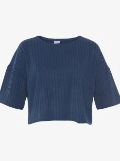 LASCANA T-Shirts<T-shirt à manches 3/4 t-shirt côtelé à encolure ronde