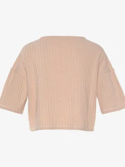 LASCANA T-Shirts<T-shirt à manches 3/4 t-shirt côtelé à encolure ronde