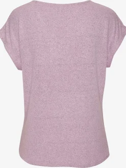 LASCANA T-Shirts<T-shirt à manches courtes bouton brillant à strass au niveau de l'encolure