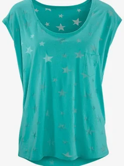 Beachtime T-Shirts<T-shirt à manches courtes dévoré légèrement transparent avec motif étoile