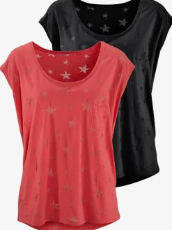 Beachtime T-Shirts<T-shirt à manches courtes dévoré légèrement transparent avec motif étoile