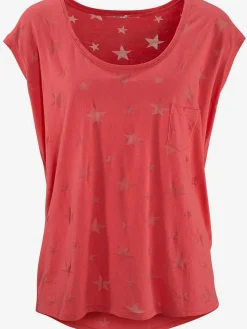 Beachtime T-Shirts<T-shirt à manches courtes dévoré légèrement transparent avec motif étoile