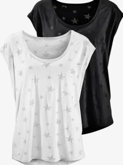 Beachtime T-Shirts<T-shirt à manches courtes dévoré légèrement transparent avec motif étoile