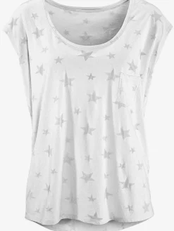 Beachtime T-Shirts<T-shirt à manches courtes dévoré légèrement transparent avec motif étoile