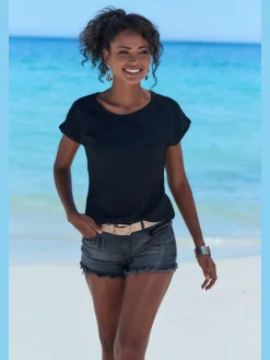 Vivance T-Shirts<T-shirt à manches courtes empiècement crochet fin aux épaules