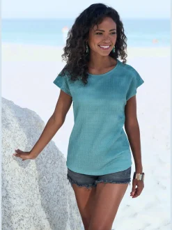 Vivance T-Shirts<T-shirt à manches courtes empiècement crochet fin aux épaules