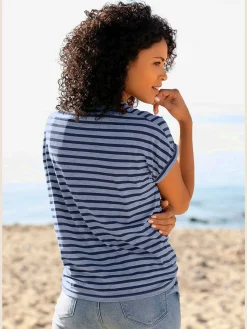 Elbsand T-Shirts<T-shirt à manches courtes encolure ronde avec bord-côtes ouverts