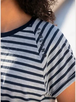 Elbsand T-Shirts<T-shirt à manches courtes encolure ronde avec bord-côtes ouverts