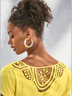 Vivance T-Shirts<T-shirt à manches courtes empiècement en crochet doux au dos