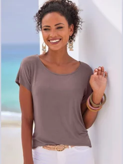 Vivance T-Shirts<T-shirt à manches courtes empiècement en crochet doux au dos