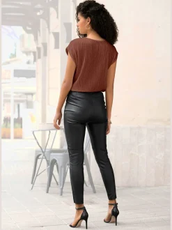 LASCANA T-Shirts<T-shirt à manches courtes encolure haute