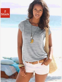 Beachtime T-Shirts<T-shirt à manches courtes effet structuré bicolore