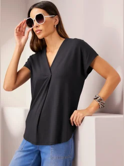 Rick Cardona T-Shirts<T-shirt à manches courtes encolure en v chevauchante