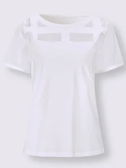 Creation L T-Shirts<T-shirt à manches courtes empiècements maille décoratifs