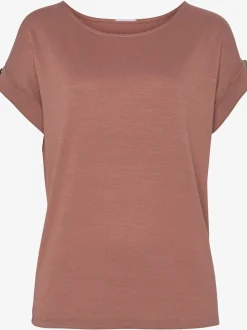 LASCANA T-Shirts<T-shirt à manches courtes gros bouton imitation bois à la finition des manches