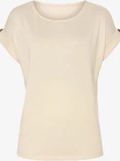 LASCANA T-Shirts<T-shirt à manches courtes gros bouton imitation bois à la finition des manches