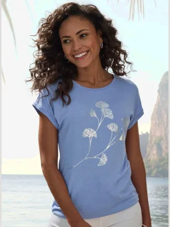 LASCANA T-Shirts<T-shirt à manches courtes imprimé feuille de qualité avec design floral