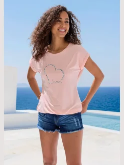 LASCANA T-Shirts<T-shirt à manches courtes imprimé cœur