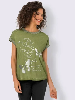 Linea Tesini T-Shirts<T-shirt à manches courtes imprimé feuille brillant