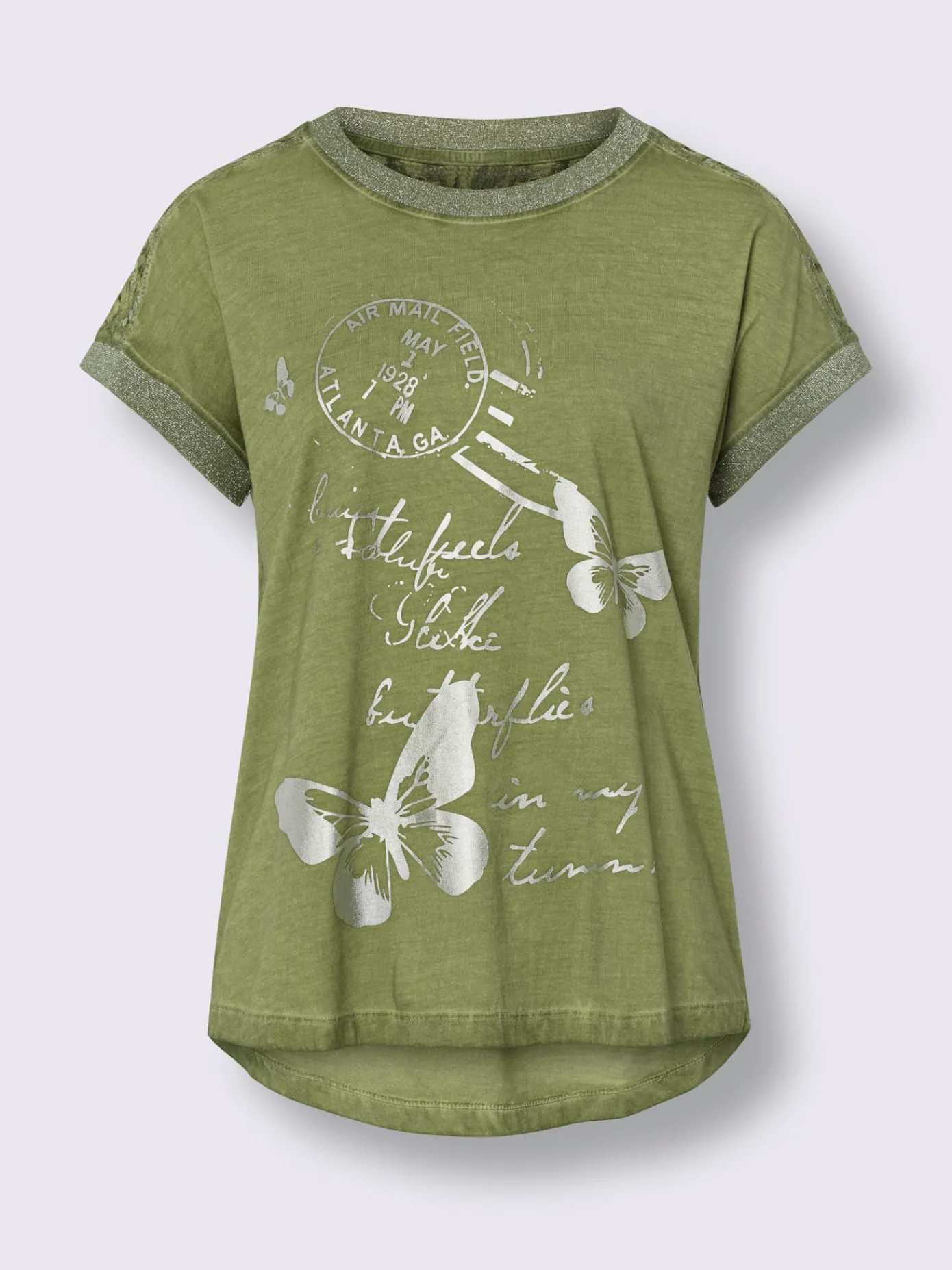 Linea Tesini T-Shirts<T-shirt à manches courtes imprimé feuille brillant