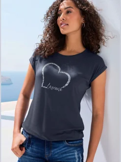LASCANA T-Shirts<T-shirt à manches courtes imprimé cœur