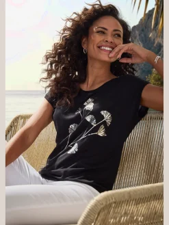 LASCANA T-Shirts<T-shirt à manches courtes imprimé feuille de qualité avec design floral