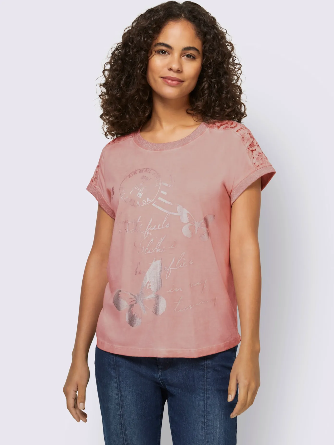 Linea Tesini T-Shirts<T-shirt à manches courtes imprimé feuille brillant