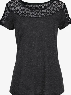 Vivance T-Shirts<T-shirt à manches courtes jolie dentelle crochetée à l'encolure et aux manches