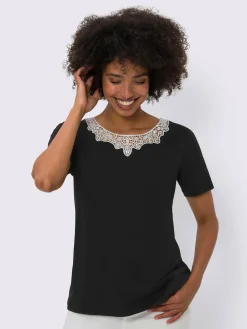 Linea Tesini T-Shirts<T-shirt à manches courtes jolie dentelle sur l'encolure