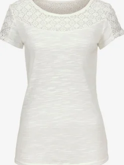Vivance T-Shirts<T-shirt à manches courtes jolie dentelle crochetée à l'encolure et aux manches