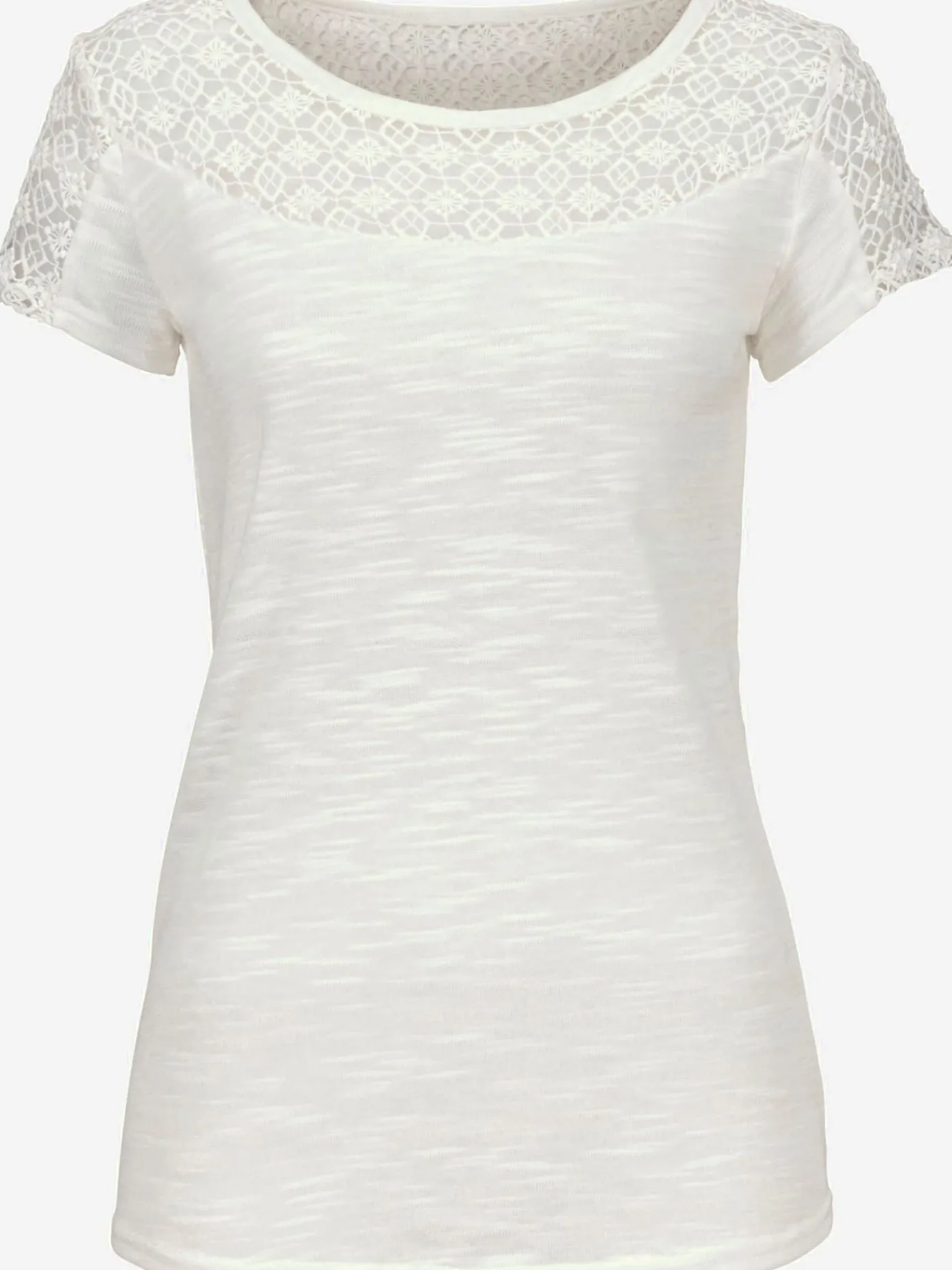 Vivance T-Shirts<T-shirt à manches courtes jolie dentelle crochetée à l'encolure et aux manches