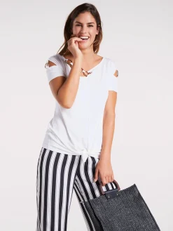 Linea Tesini T-Shirts<T-shirt à manches courtes éléments décoratifs à l'encolure et aux manches