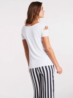 Linea Tesini T-Shirts<T-shirt à manches courtes éléments décoratifs à l'encolure et aux manches