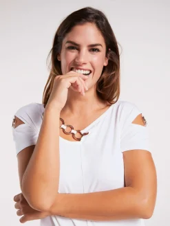 Linea Tesini T-Shirts<T-shirt à manches courtes éléments décoratifs à l'encolure et aux manches