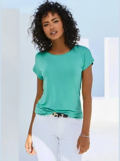 Vivance T-Shirts<T-shirt à manches courtes large bordure à la finition des manches