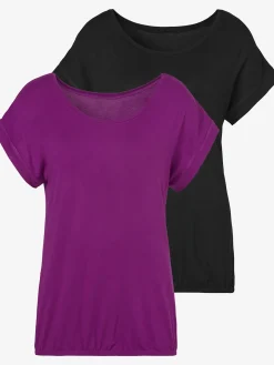 Vivance T-Shirts<T-shirt à manches courtes large bordure à la finition des manches