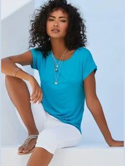 Vivance T-Shirts<T-shirt à manches courtes large bordure à la finition des manches