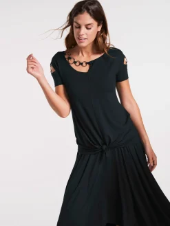 Linea Tesini T-Shirts<T-shirt à manches courtes éléments décoratifs à l'encolure et aux manches