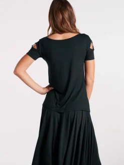 Linea Tesini T-Shirts<T-shirt à manches courtes éléments décoratifs à l'encolure et aux manches