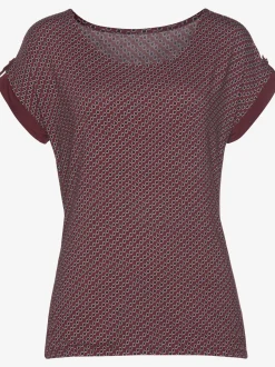 Vivance T-Shirts<T-shirt à manches courtes manches à bords francs avec bordure unie et bouton doré