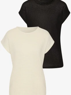 Vivance T-Shirts<T-shirt à manches courtes matière gaufrée légèrement transparente