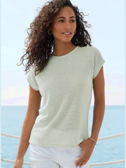 Vivance T-Shirts<T-shirt à manches courtes matière gaufrée légèrement transparente