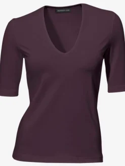 Ashley Brooke T-Shirts<T-shirt à manches courtes manches mi-longues et encolure en v féminine